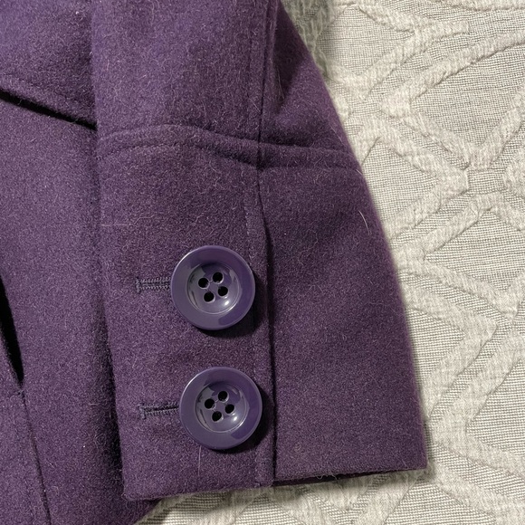RW&CO Deep Purple Wool Blend Pea Coat with Belt ~ size Small - Picture 11 of 14
